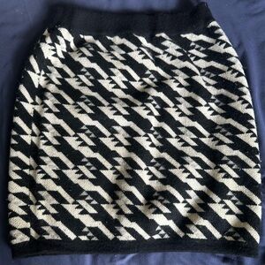 Aqua Black and Cream Geometric Pencil Skirt